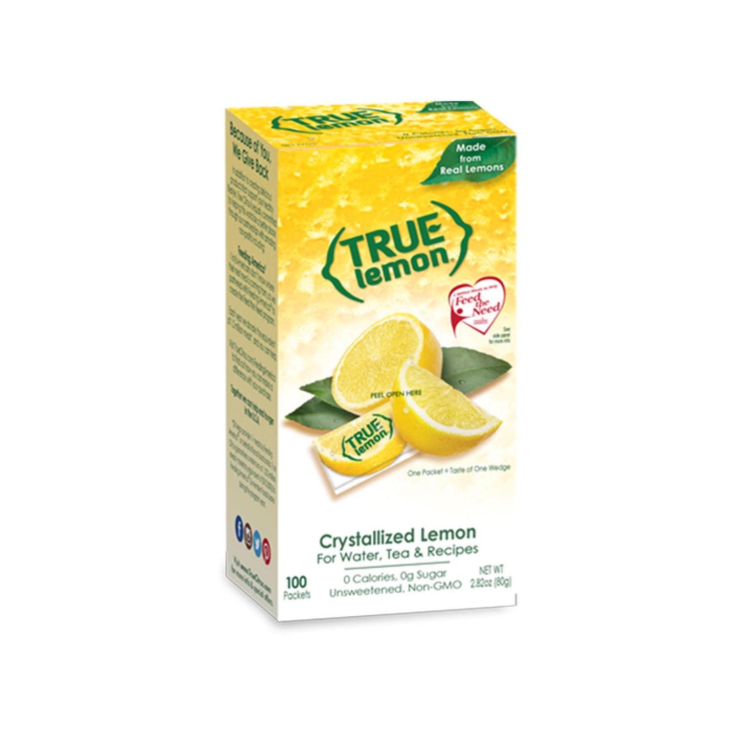 (100 Packets) True Lemon Sugar Free, On-The-Go, Caffeine Free Powdered Drink Mix