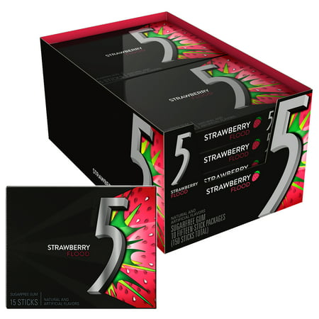 5 Gum Strawberry Flood Sugarfree Gum  10 Packs