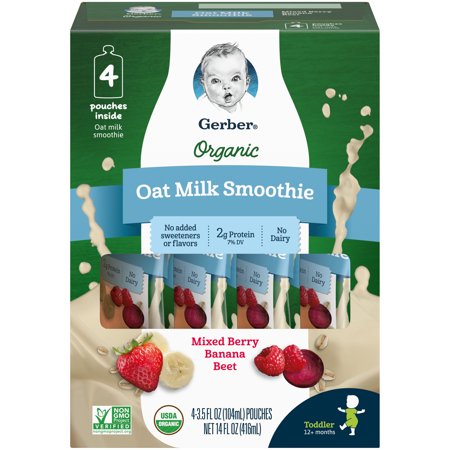 (4 Pack) Gerber Organic Toddler Food, Mixed Berry Banana Beet Baby Food, 1 Pouch