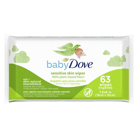 Baby Dove Baby Wipes with 100% Plant-Based Fibers, 1 Pack, 63 Wipes