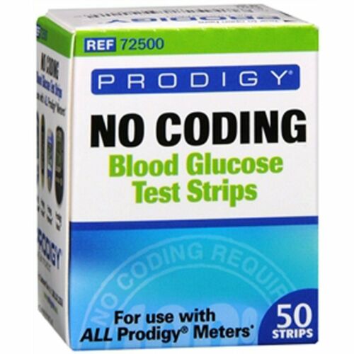 1 Box of Prodigy No Coding Blood Glucose Test Strips (50 ct).