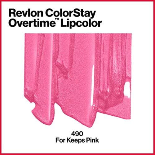 Revlon ColorStay Overtime Lipcolor  Long Wearing Liquid Lipstick  490 For Keeps Pink  0.07 fl oz