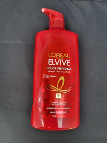 L Oreal Paris Elvive Color Vibrancy Protecting Shampoo  for Color Treated Hair  Shampoo with Linseed Elixir and Anti-Oxidants  for Anti-Fade  High Shine  and Color Protection  28 fl oz.