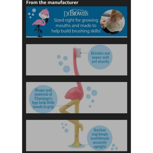 Dr. Brown’s Toddler Toothbrush with Soft Bristles - Pink Flamingo - 1-4 years