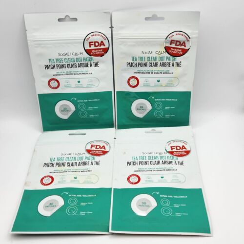 𝗙𝗗𝗔 𝗥𝗲𝗴𝗶𝘀𝘁𝗲𝗿𝗲𝗱 Acne patches for face * SOOAE Calm Tea Tree Clear Dot Acne Patch - Blemish Pimple Patch · Medical grade Absorbing Hydrocolloid Spot Treatment Fast Healing, Blemish Zits Cover, 2 Sizes (30 dots)