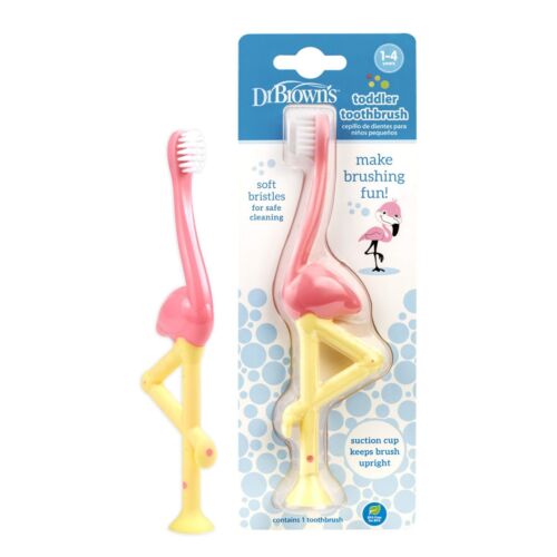 Dr. Brown’s Toddler Toothbrush with Soft Bristles - Pink Flamingo - 1-4 years