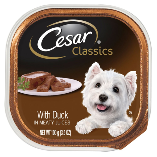 (24 Pack) CESAR Soft Wet Dog Food Classic Loaf in Sauce Poultry Variety Pack  3.5 oz. Easy Peel Trays with Real Chicken  Turkey or Duck