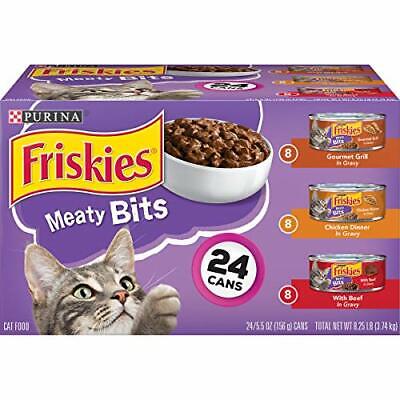(24 Pack) Friskies Gravy Wet Cat Food Variety Pack  Meaty Bits  5.5 oz. Cans