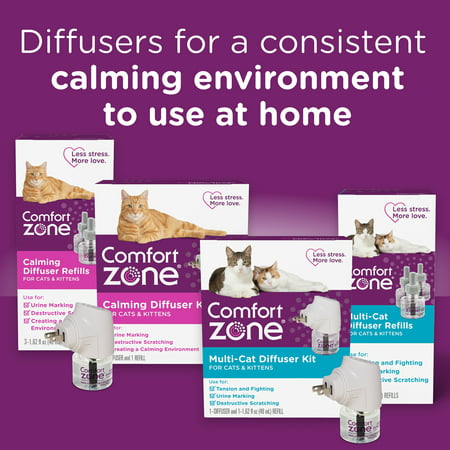 1 Diffuser Plus 1 Refill | Comfort Zone Cat Calming Diffuser Kit (Starter Pack) for a Calm Home | Veterinarian Recommended | Reduce Spraying, Scratching, & Other Problematic Behaviors