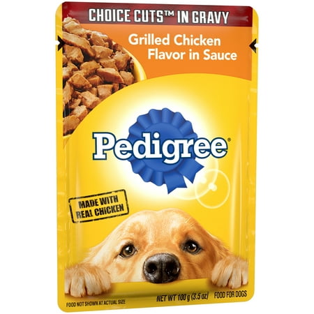 (18 Pack) PEDIGREE CHOICE CUTS in Gravy Grill Inspired Classics Adult Wet Dog Food Variety Pack, 3.5 oz. Pouches: Hickory Smoked Chicken Flavor, Grilled Chicken Flavor, and Filet Mignon Flavor
