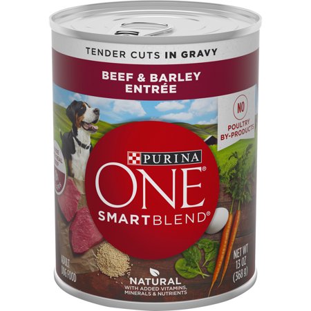 (12 Pack) Purina ONE Natural, High Protein Gravy Wet Dog Food, SmartBlend Tender Cuts in Gravy Beef & Barley, 13 oz. Cans