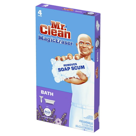 Mr. Clean Magic Eraser Bath Cleaning Pads with Durafoam  Lavender  4 Ct