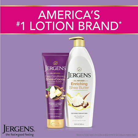 Jergens Shea + Cocoa Butter Body Lotion for Dry Skin  Deep Conditioning Moisturizer  with Vitamins E & B3  8.5 oz