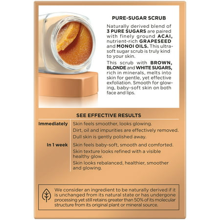 L Oreal Paris Pure Sugar Scrub with Grapeseed to Smooth and Glow  1.7 oz.