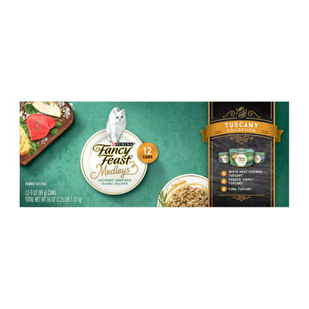 (12 Pack) Fancy Feast Wet Cat Food Variety Pack  Medleys Tuscany With Long Grain Rice & Garden Greens  3 oz. Cans