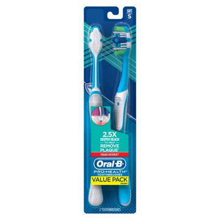 (2 Pack) Oral-B Pro Health Sugar Defense Manual Toothbrush, 2CT Soft
