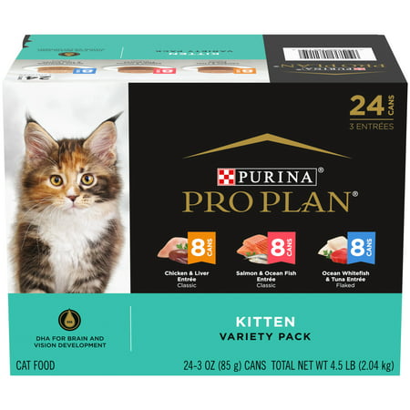(24 Pack) Purina Pro Plan High Protein Wet Kitten Food Variety Pack  DEVELOPMENT Kitten Favorites  3 oz. Cans