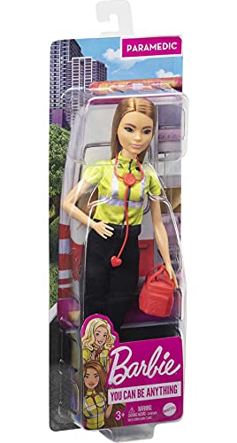 Barbie Paramedic Petite Fashion Doll with Brunette Hair  Stethoscope  Medical Bag & Accessories