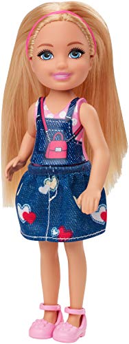 Barbie Club Chelsea Doll (6-inch Blonde) Wearing Graphic Top and Jean Skirt  for 3 to 7 Year Olds