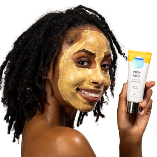 MISS SPA Crème Face Mask for Women, 24K Gold + Peptides Face Cream Mask, For Fine Lines and Wrinkles, Face Mask for Glowing Skin, Hydrating, Anti-Aging, 2 Oz.