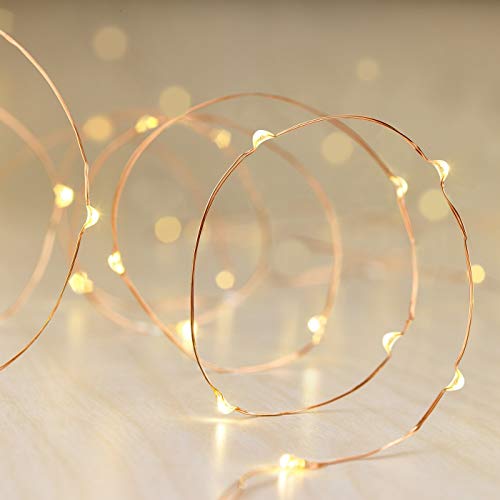 30ct Battery Operated LED Dewdrop Fairy String Lights Warm White with Copper Wire - Wondershop