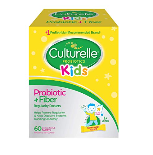 Culturelle Kids Probiotic + Fiber Regularity Packets  Unflavored  60 Ct