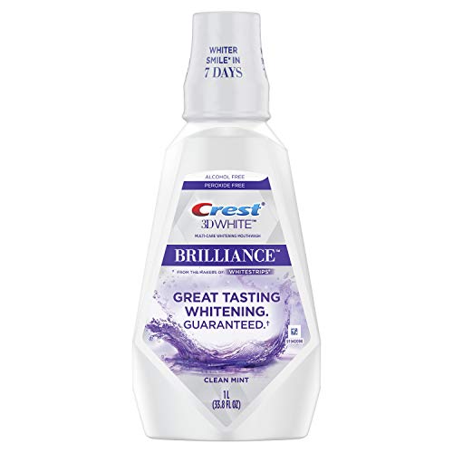 Crest 3D White Brilliance Alcohol Free Whitening Mouthwash  Clean Mint  33.8 fl oz