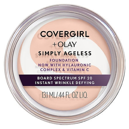 (2 pack) COVERGIRL + OLAY Simply Ageless Wrinkle Defying Foundation, 220 Creamy Natural