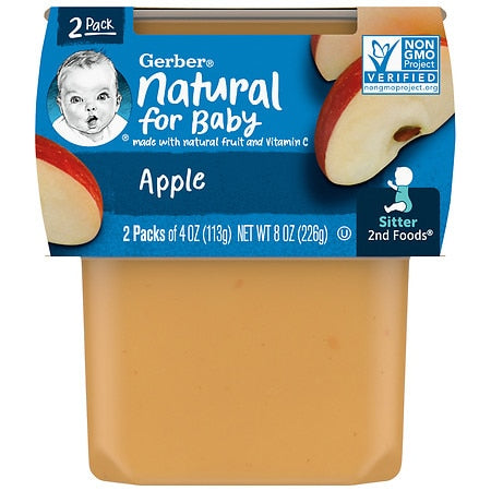 (Pack of 2) Gerber 2nd Foods Apple Baby Food, 4 oz Tubs