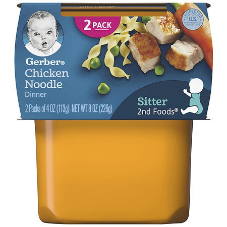 (Pack of 2) Gerber 2nd Foods Chicken Noodle Baby Food, 4 oz Tubs