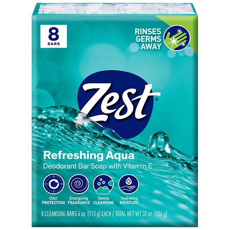 Zest Zestfully Clean Aqua Refreshing Bars  4.0 oz  8 count