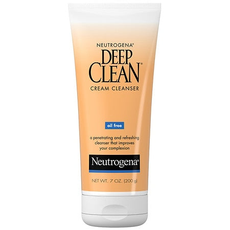 Neutrogena Deep Clean Daily Facial Cream Cleanser with Beta Hydroxy Acid to Remove Dirt  Oil & Makeup  Alcohol-Free  Oil-Free & Non-Comedogenic  7 fl. oz