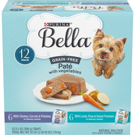 (12 Pack) Purina Bella Grain Free  Natural Pate Wet Dog Food  With Chicken & Lamb Variety Pack  3.5 oz. Trays