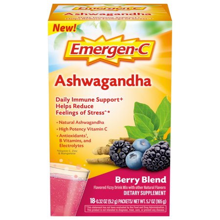 Emergen-C Vitamin C Ashwagandha Dietary Supplement  Immune Support  Berry Blend - 18 Ct
