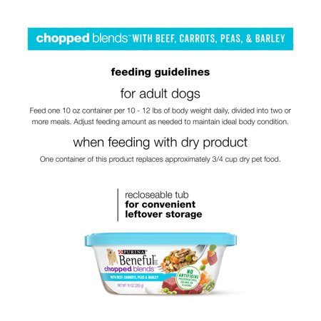 (8 Pack) Purina Beneful Gravy  High Protein Wet Dog Food  Chopped Blends With Beef  10 oz. Tubs
