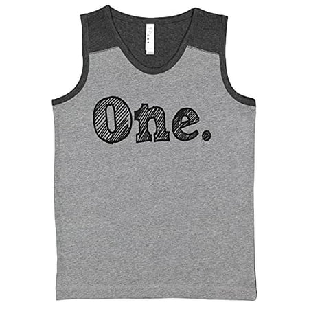 7 ate 9 Apparel Kids One Birthday 1 Sketch First Bday 1st Boys or Girls Grey Contrast Tank Top
