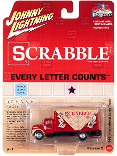 Johnny Lightning Pop Culture Scrabble 1999 International Cargo Truck -Red wScrabble Graphics