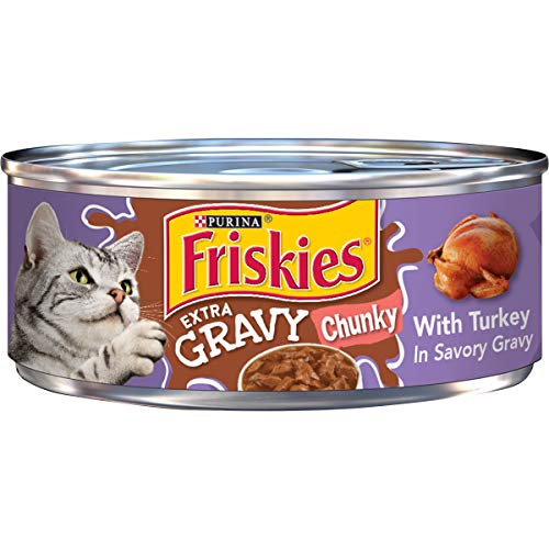 (24 Pack) Friskies Gravy Wet Cat Food  Extra Gravy Chunky With Turkey in Savory Gravy  5.5 oz. Cans
