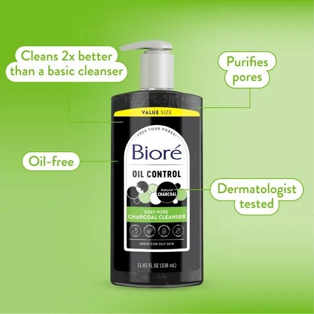 Biore Deep Pore Charcoal Daily Face Wash for Dirt & Makeup Removal  for Oily Skin  6.77 fl oz