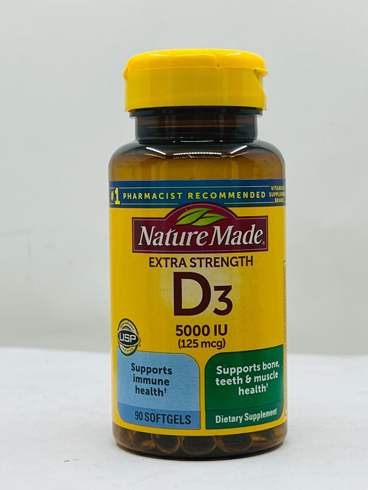Nature Made Extra Strength Vitamin D3 5000 IU (125 mcg) Softgels  180 Count Value Size