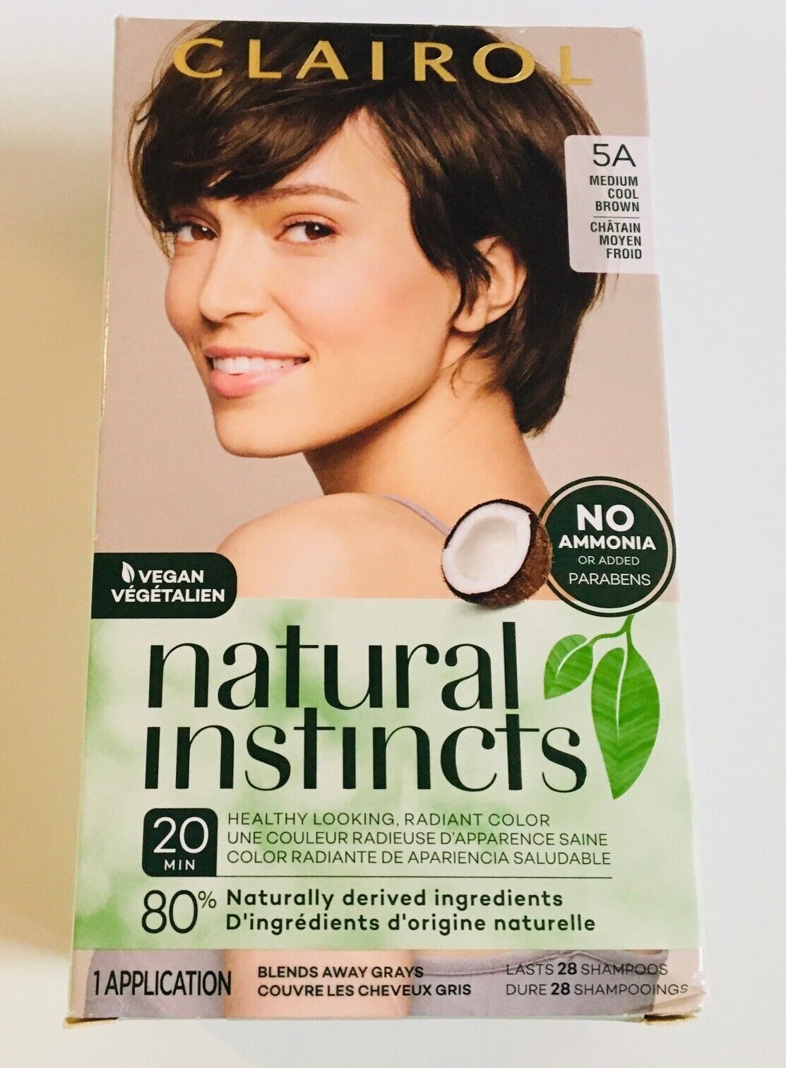 Natural Instincts Clairol Demi-Permanent Hair Color - 5A Medium Cool Brown, Clove - 1 Kit