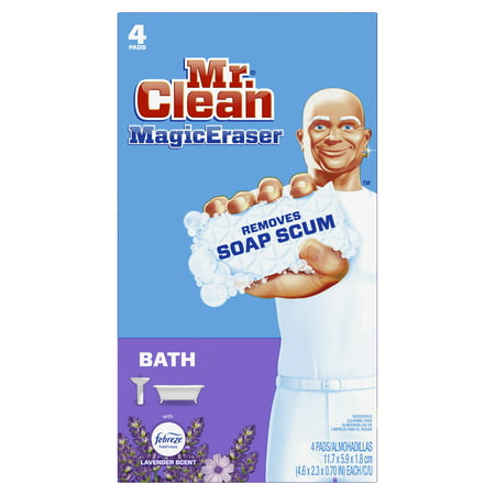 Mr. Clean Magic Eraser Bath Cleaning Pads with Durafoam  Lavender  4 Ct