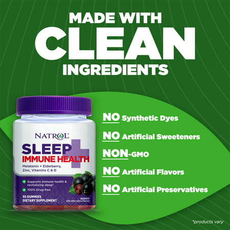 Natrol Sleep+ Immune Health  Melatonin and Elderberry  Gummies  50ct
