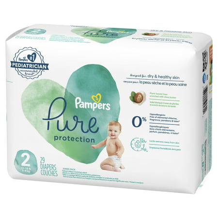 Pampers Pure Protection Natural Diapers, Size 2, 29 Ct