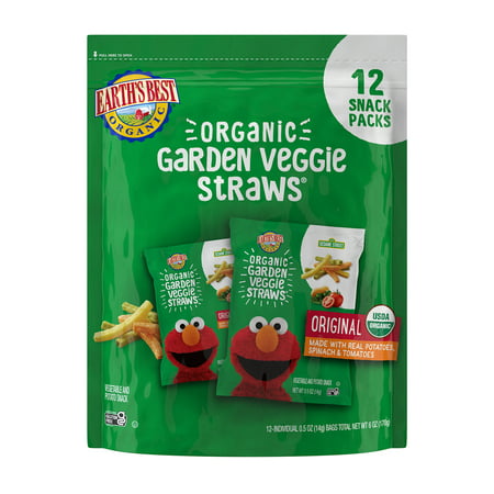 (12 Pack) Earth's Best Organic Sesame Street Garden Veggie Straws, Original, 0.5 oz Bag