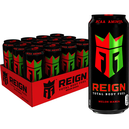 (12 Cans) Reign Total Body Fuel Energy Drink, Melon Mania, 16 fl oz