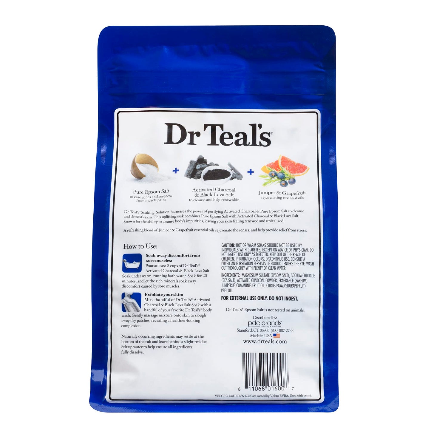 Dr Teal s Pure Epsom Salt Soaking Solution  Activated Charcoal & Hawaiian Black Lava Salt  3 lbs.