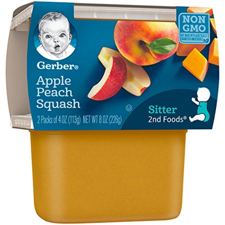 (Pack of 16) Gerber 2nd Foods Apple Peach Squash, 4 oz Tubs