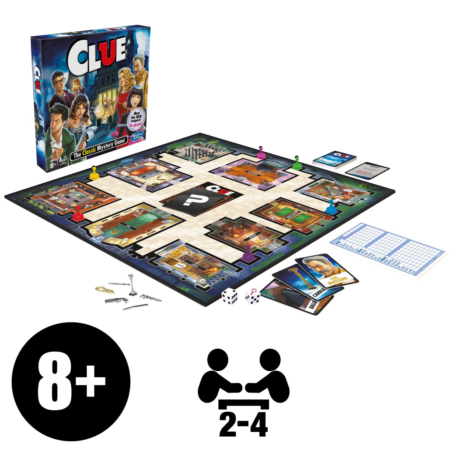 Clue Game  Mystery Board Game  Game for 2-6 Players  for Ages 8 and up