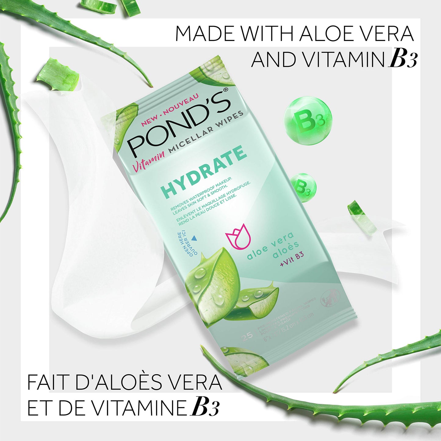 Pond's Vitamin Micellar Wipes - 15.0 ea